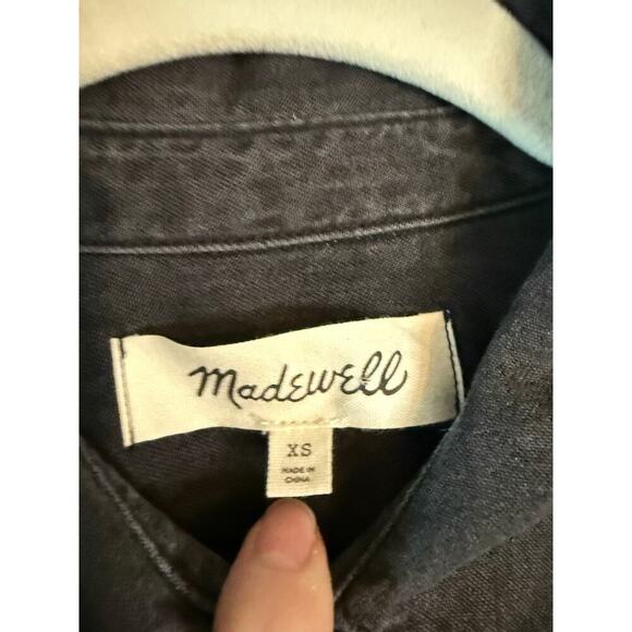 Madewell Button Down Relaxed Lunar Wash Black Denim Shirt Sz XS - Picture 2 of 5
